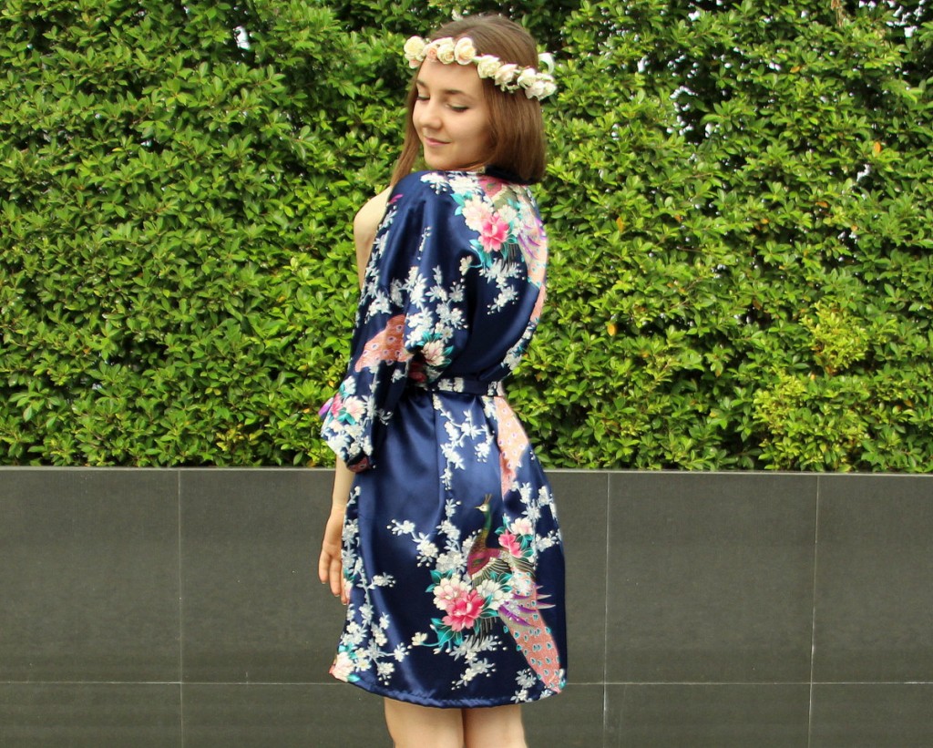 Floral satin bathrobe