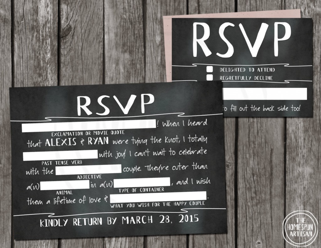 Madlib chalkboard wedding invite Etsy