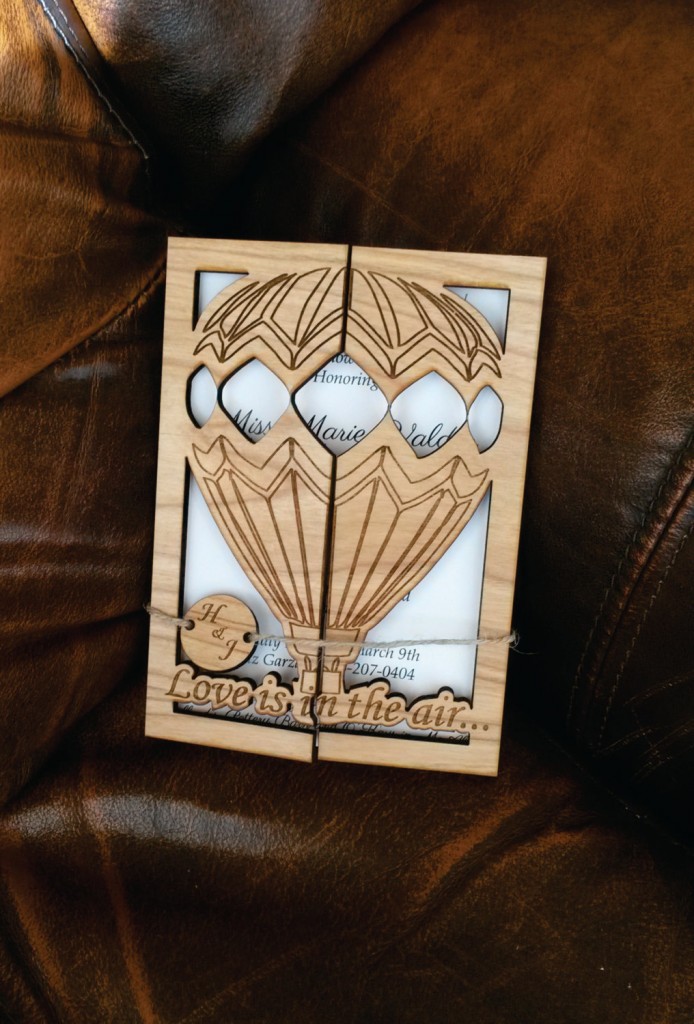 Wooden hot air balloon wedding invite Etsy